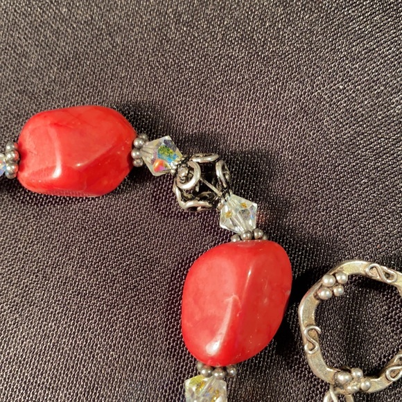 Sterling & Swarovski Red Jasper Bracelet - Picture 3 of 6